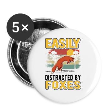 Easily distracted by Foxes Fuchs - Buttons groß 56 mm (5er Pack) - Weiß - Vorne
