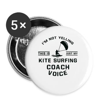 Ich Schreie Nicht - Kite Surfing Coach - Buttons groß 56 mm (5er Pack) - Weiß - Vorne