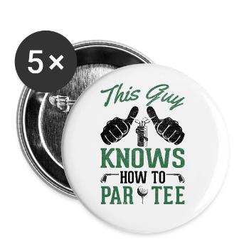 Dieser Typ Weiß, Wie Man T -Shirt - Golf - Buttons groß 56 mm (5er Pack) - Weiß - Vorne