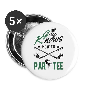 Dieser Typ Weiß, Wie Man T -Shirt - Golf - Buttons groß 56 mm (5er Pack) - Weiß - Vorne