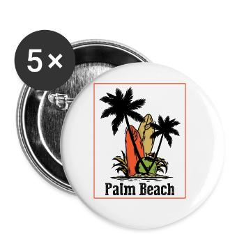 Palmen - Buttons groß 56 mm (5er Pack) - Weiß - Vorne