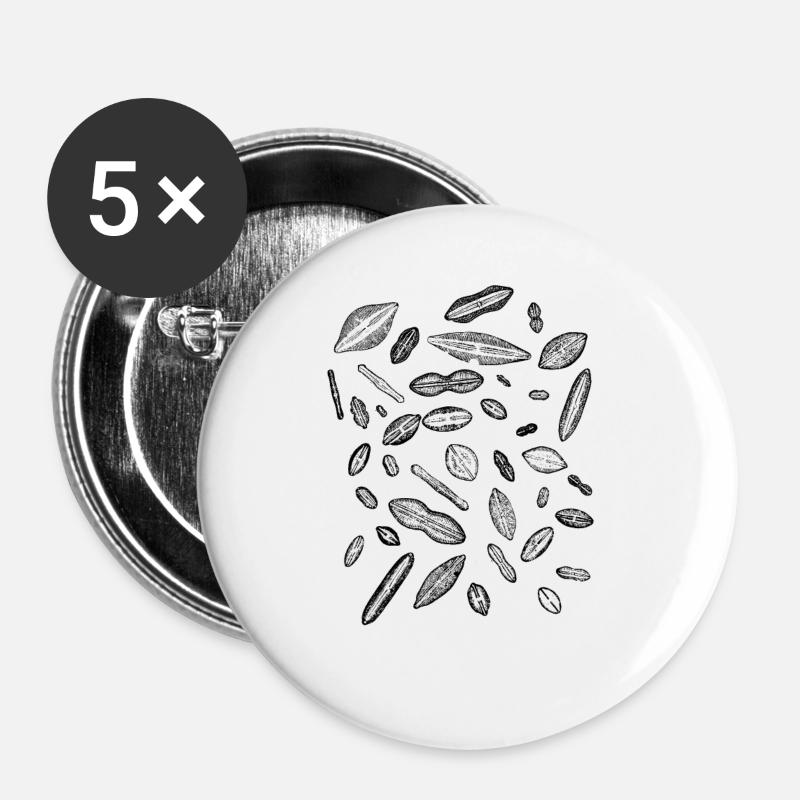 diatoms, algae diatom - Buttons large 2.2''/56 mm (5-pack) - white