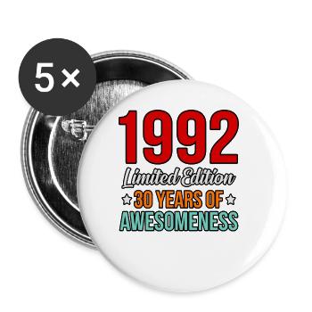 Birthday 1992 Limited Edition 30 years gift - Buttons large 2.2''/56 mm (5-pack) - white - Front