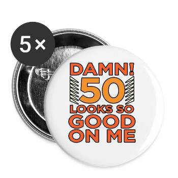 Birthday 50 years gift - Buttons large 2.2''/56 mm (5-pack) - white - Front