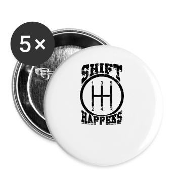 Shift Happens Funny Car Lovers - Voitures de luxe - Lot de 5 grands badges (56 mm) - blanc - Devant
