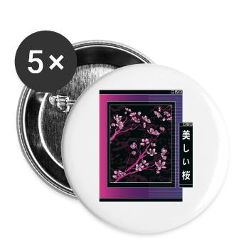 Vaporwave Aesthetic Kirschblüte Japan Japanese - Buttons groß 56 mm (5er Pack) - Weiß - Vorne