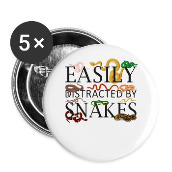 Snake Serpent Easily Distracted By - Buttons large 2.2''/56 mm (5-pack) - white - Front