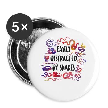 Snake Serpent Watercolor Easily - Buttons large 2.2''/56 mm (5-pack) - white - Front