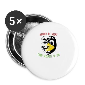Lustiger Cyber Security Expert Linux Pinguin als - Buttons groß 56 mm (5er Pack) - Weiß - Vorne