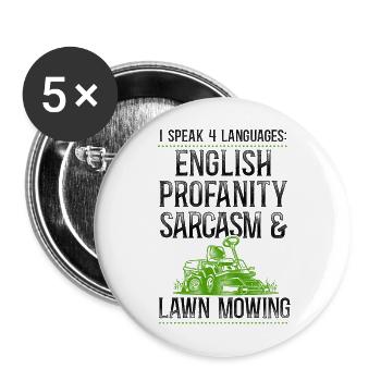 Lawn Mower Mowing Dad Father - Buttons large 2.2''/56 mm (5-pack) - white - Front