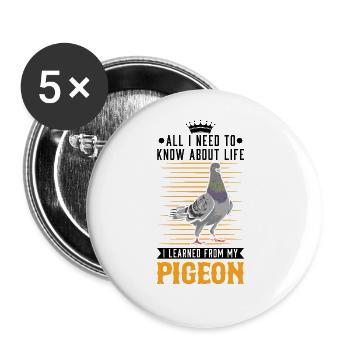 Pigeon Pigeon Fancier City Pigeon - Buttons large 2.2''/56 mm (5-pack) - white - Front