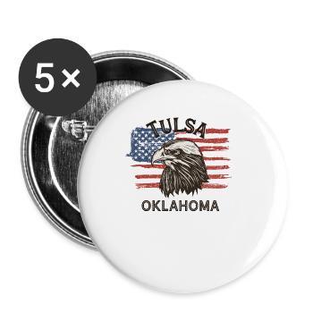 USA Flagge Adler Oklahoma Vintage Tulsa - Buttons groß 56 mm (5er Pack) - Weiß - Vorne