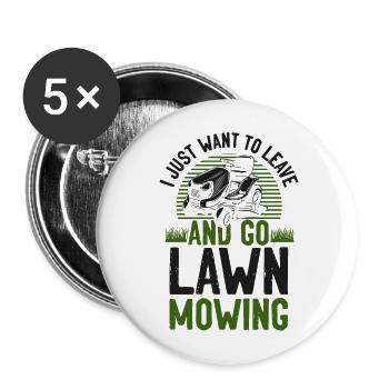 Lawn Mower Mowing Dad Father - Buttons large 2.2''/56 mm (5-pack) - white - Front