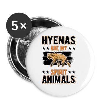 Hyena Spirit Animal Earth Wolf Hyena - Buttons large 2.2''/56 mm (5-pack) - white - Front