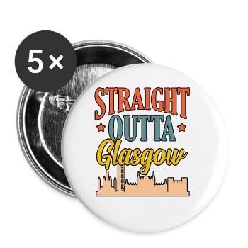 Glasgow Ecosse Cadeau - Lot de 5 grands badges (56 mm) - blanc - Devant