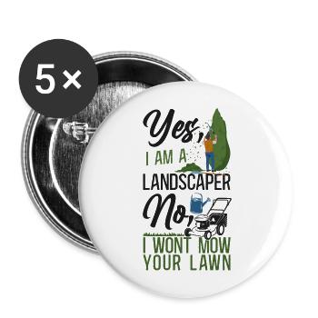 Landscaper Landscaping Landscape - Buttons large 2.2''/56 mm (5-pack) - white - Front