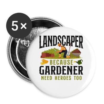 Landscaper Landscaping Landscape - Buttons large 2.2''/56 mm (5-pack) - white - Front