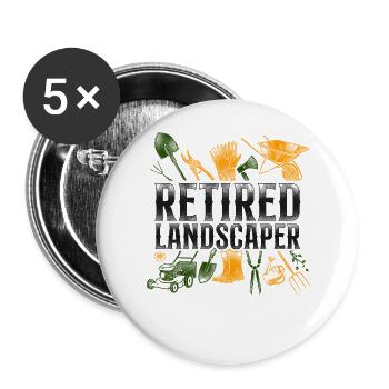 Landscaper Landscaping Landscape - Buttons large 2.2''/56 mm (5-pack) - white - Front