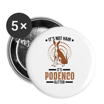 It's not Hair It's Podenco Glitter - Buttons groß 56 mm (5er Pack) - Weiß - Vorne