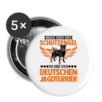 Deutscher Jagdterrier Schutzengel - Buttons groß 56 mm (5er Pack) - Weiß - Vorne