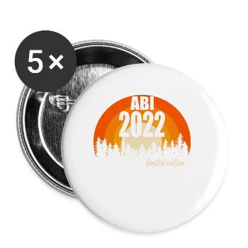 Abitur Gymnasium Damen und Herren Abi 2022 - Buttons groß 56 mm (5er Pack) - Weiß - Vorne