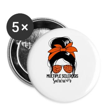 Multiple Sklerose Survivor Damens chaotisches Br�t - Buttons groß 56 mm (5er Pack) - Weiß - Vorne
