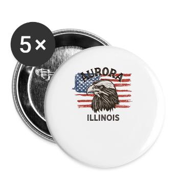 Drapeau des États-Unis Eagle Illinois Vintage Aurora - Lot de 5 grands badges (56 mm) - blanc - Devant
