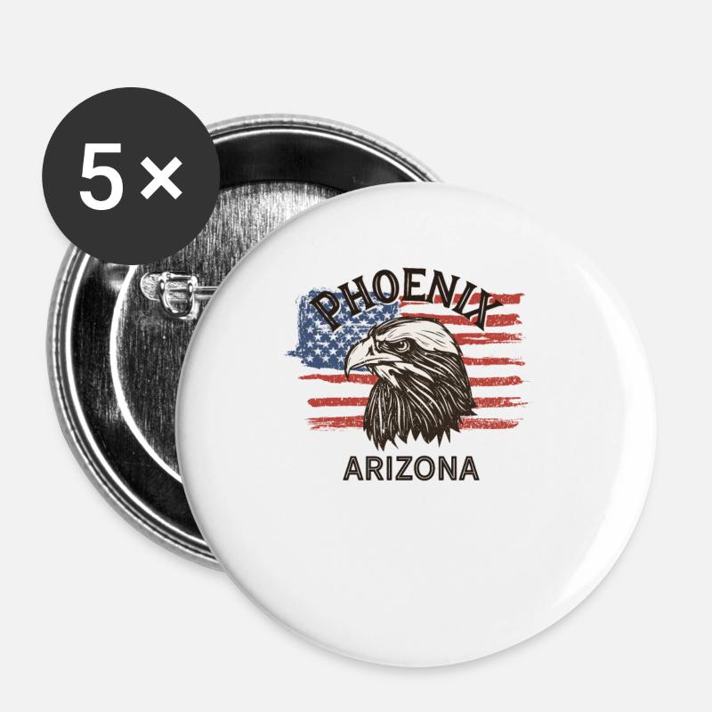 USA Flag Eagle Arizona Vintage Phoenix - Buttons large 2.2''/56 mm (5-pack) - white