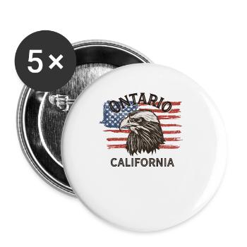 Drapeau des États-Unis Eagle California Vintage Ontario - Lot de 5 grands badges (56 mm) - blanc - Devant