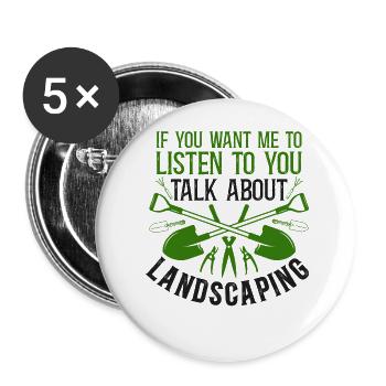 Landscaper Landscaping Landscape - Buttons large 2.2''/56 mm (5-pack) - white - Front