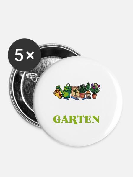 Garten Urlaub - Buttons groß 56 mm (5er Pack) - Weiß