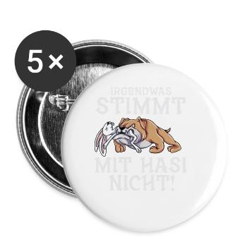 Irgendetwas Stimmt Mit Hasi Nicht - Buttons groß 56 mm (5er Pack) - Weiß - Vorne