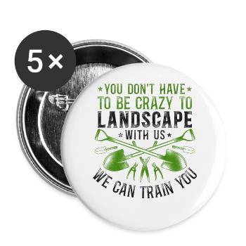 Landscaper Landscaping Landscape - Buttons large 2.2''/56 mm (5-pack) - white - Front