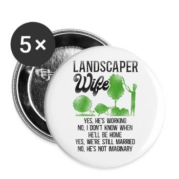 Paysagiste Aménagement Paysager - Lot de 5 grands badges (56 mm) - blanc - Devant