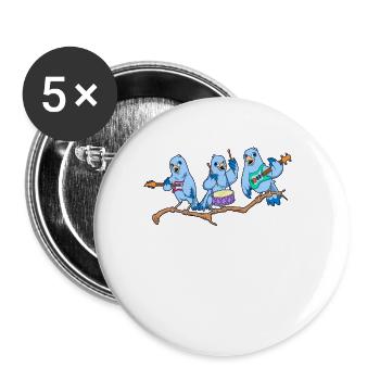 Musical Bird Band - Bird Lovers - Buttons large 2.2''/56 mm (5-pack) - white - Front
