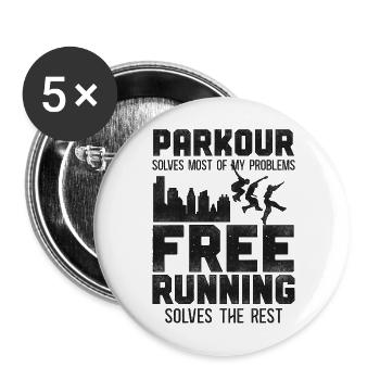Parkour Free Running Traceur - Buttons large 2.2''/56 mm (5-pack) - white - Front