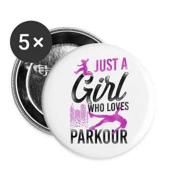 Parkour Free Running Traceur Girl - Buttons groß 56 mm (5er Pack) - Weiß - Vorne