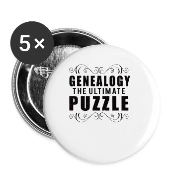Arbre généalogique Historien de la famille Généalogie Généalogie - Lot de 5 grands badges (56 mm) - blanc - Devant