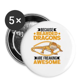 Bearded Dragon Saying Bearded Dragon - Buttons large 2.2''/56 mm (5-pack) - white - Front