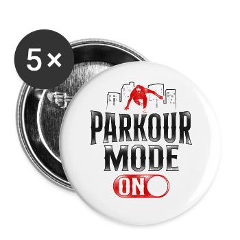 Parkour Free Running Traceur - Buttons groß 56 mm (5er Pack) - Weiß - Vorne