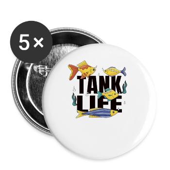 Aquaristik Aquarium Keeper Fishkeeper Salzwasser - Buttons groß 56 mm (5er Pack) - Weiß - Vorne