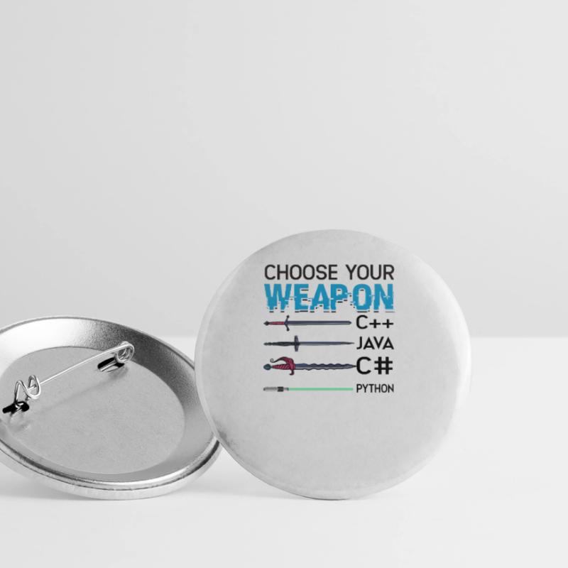 Wähle deine Waffe C++ Java C# Phyton - Internet Buttons groß 56 mm (5er Pack)
