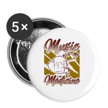 Musik ist meine Medizin Musikliebhaber - Buttons groß 56 mm (5er Pack) - Weiß - Vorne