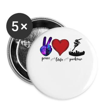Parkour Free Running Traceur Girl - Buttons large 2.2''/56 mm (5-pack) - white - Front