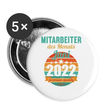 Mitarbeiter des Monats Juni 2022 - Buttons groß 56 mm (5er Pack) - Weiß - Vorne