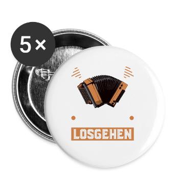 Bin Da Kann Losgehen, Steirische Harmonika - Buttons groß 56 mm (5er Pack) - Weiß - Vorne