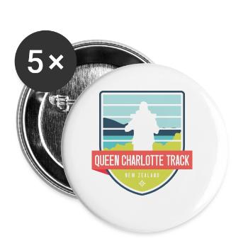 Queen Charlotte Wanderweg - Neuseeland - Buttons groß 56 mm (5er Pack) - Weiß - Vorne