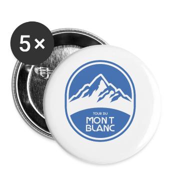 Tour du Mont Blanc Alpen Wanderweg - Buttons groß 56 mm (5er Pack) - Weiß - Vorne