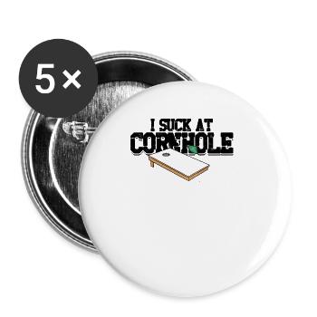 Funny I Suck At Cornhole Bean Bag Toss Game - - Buttons large 2.2''/56 mm (5-pack) - white - Front