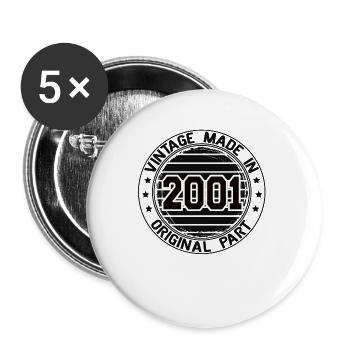 Vintage Made In 2001 Original Part Geburtstag 2001 - Buttons groß 56 mm (5er Pack) - Weiß - Vorne